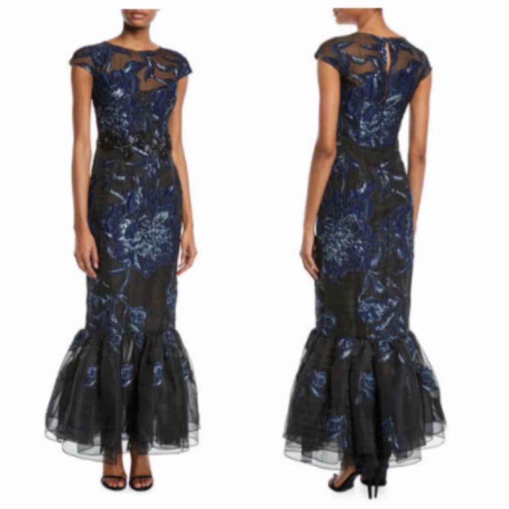 David Meister Embroidered Tulip-Hem Gown - Picture 2 of 5